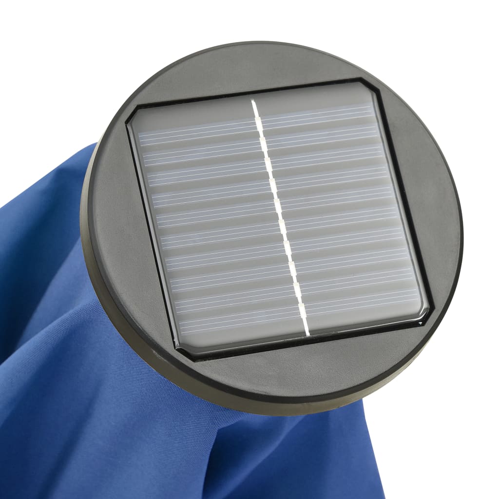 vidaXL Parasol ogrodowy z LED, niebieski, 200x211 cm, aluminium