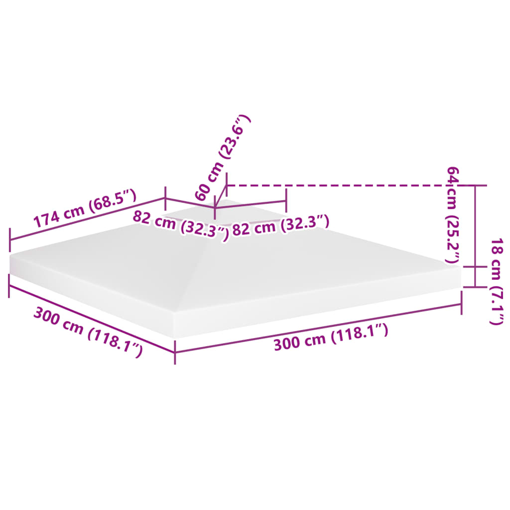 vidaXL 2-poziomowe zadaszenie altany, 310 g/m² 3x3 m, białe