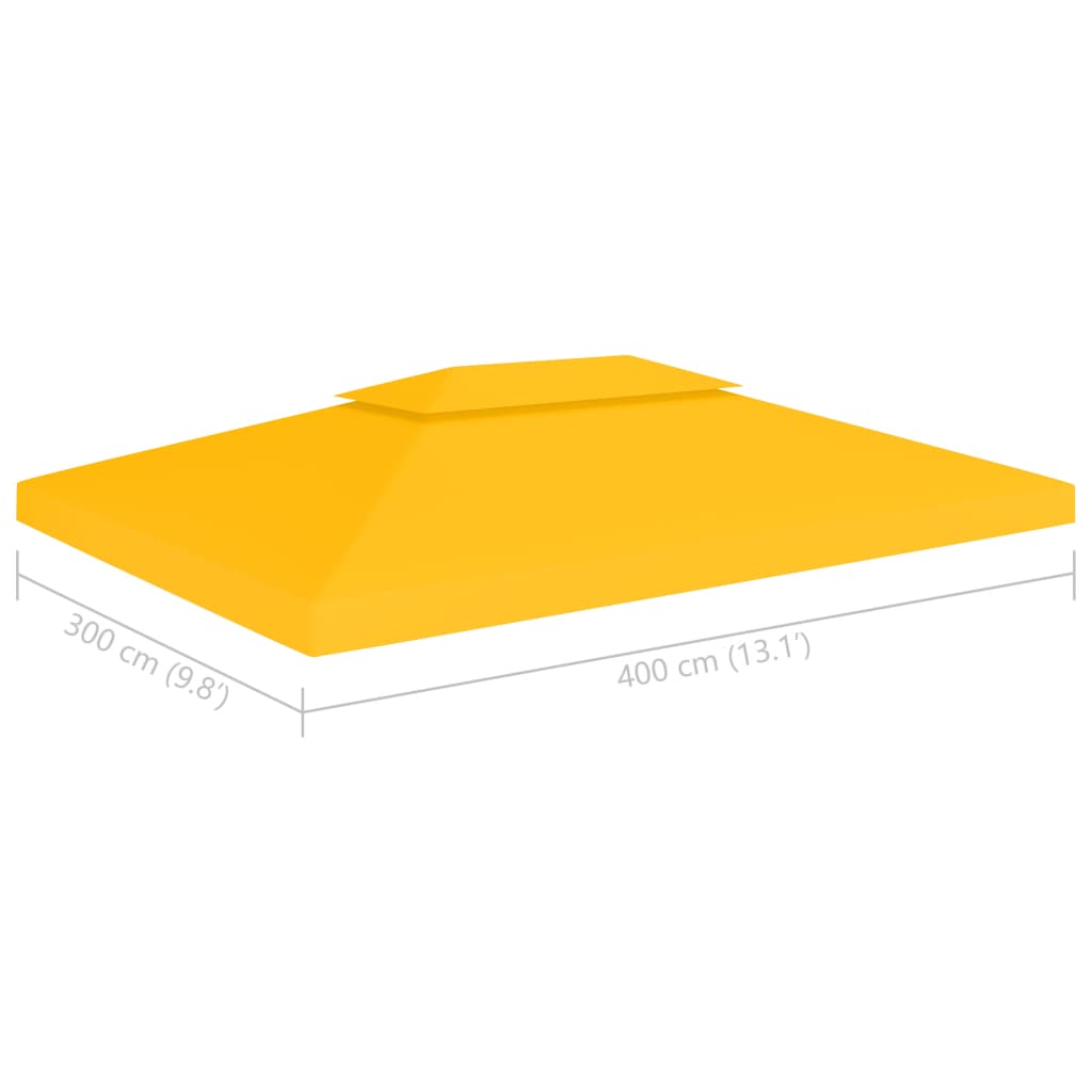 vidaXL 2-poziomowe zadaszenie altany, 310 g/m² 4x3 m, żółte