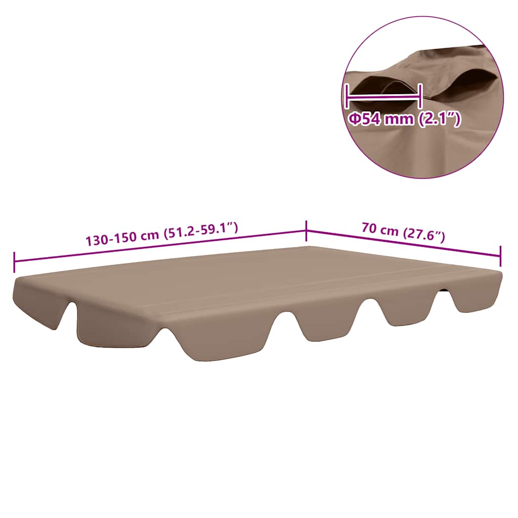 vidaXL Zadaszenie do huśtawki ogrodowej, taupe, 150/130x105/70 cm