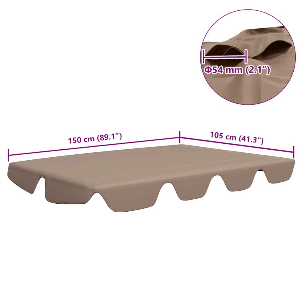 vidaXL Zadaszenie do huśtawki ogrodowej, taupe, 150/130x105/70 cm