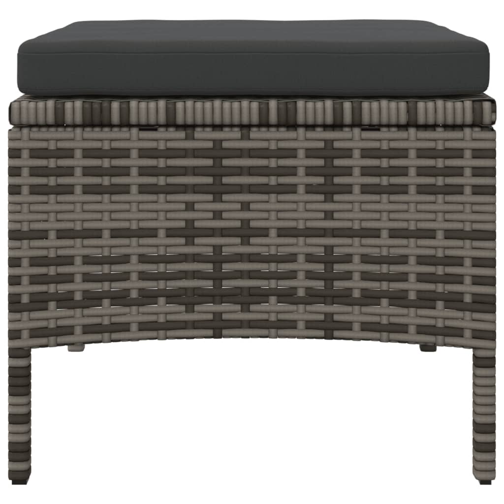 vidaXL 2-os. sofa ogrodowa ze stolikiem i stołkami, rattan PE, szary