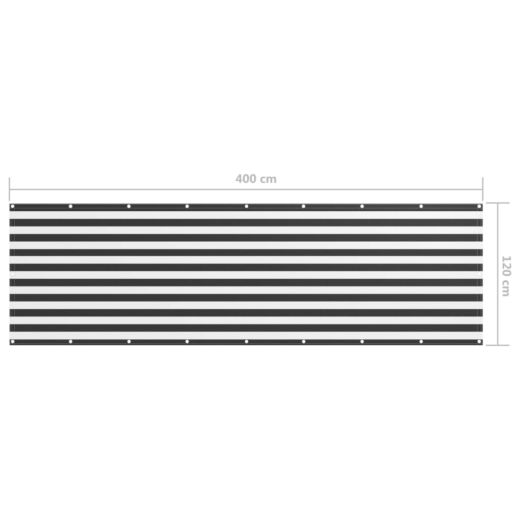 vidaXL Parawan balkonowy antracytowo-biały, 120x400 cm, tkanina Oxford