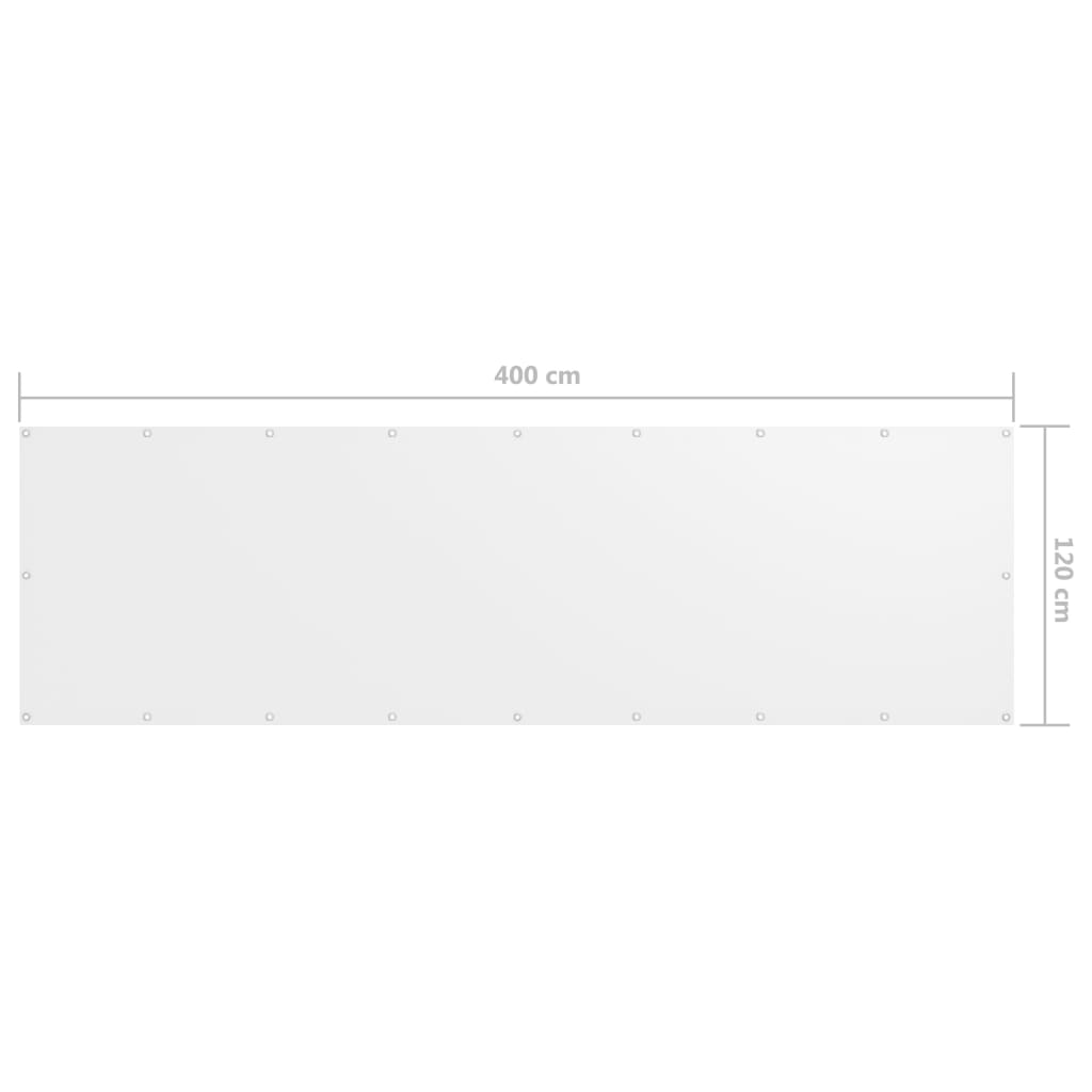 vidaXL Parawan balkonowy, biały, 120x400 cm, tkanina Oxford