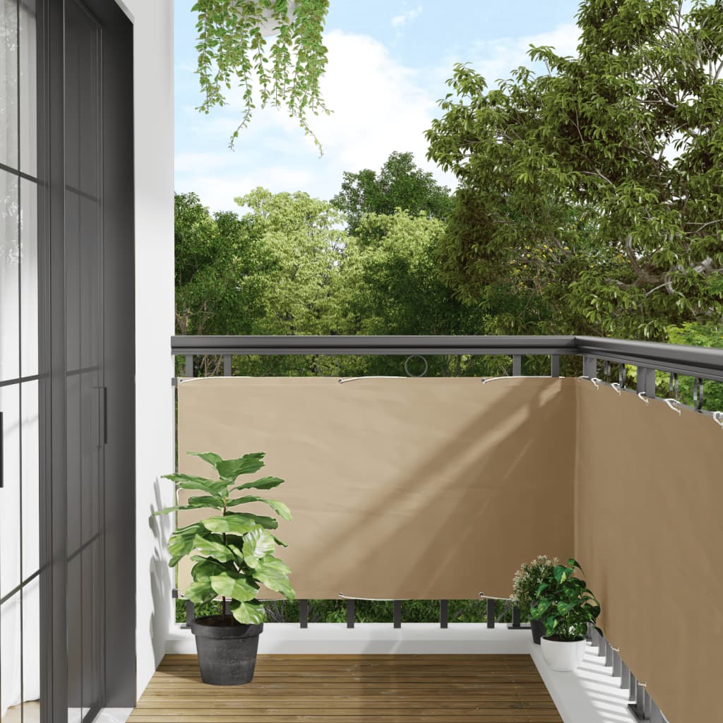 vidaXL Parawan balkonowy, beżowy, 75x300 cm, tkanina Oxford