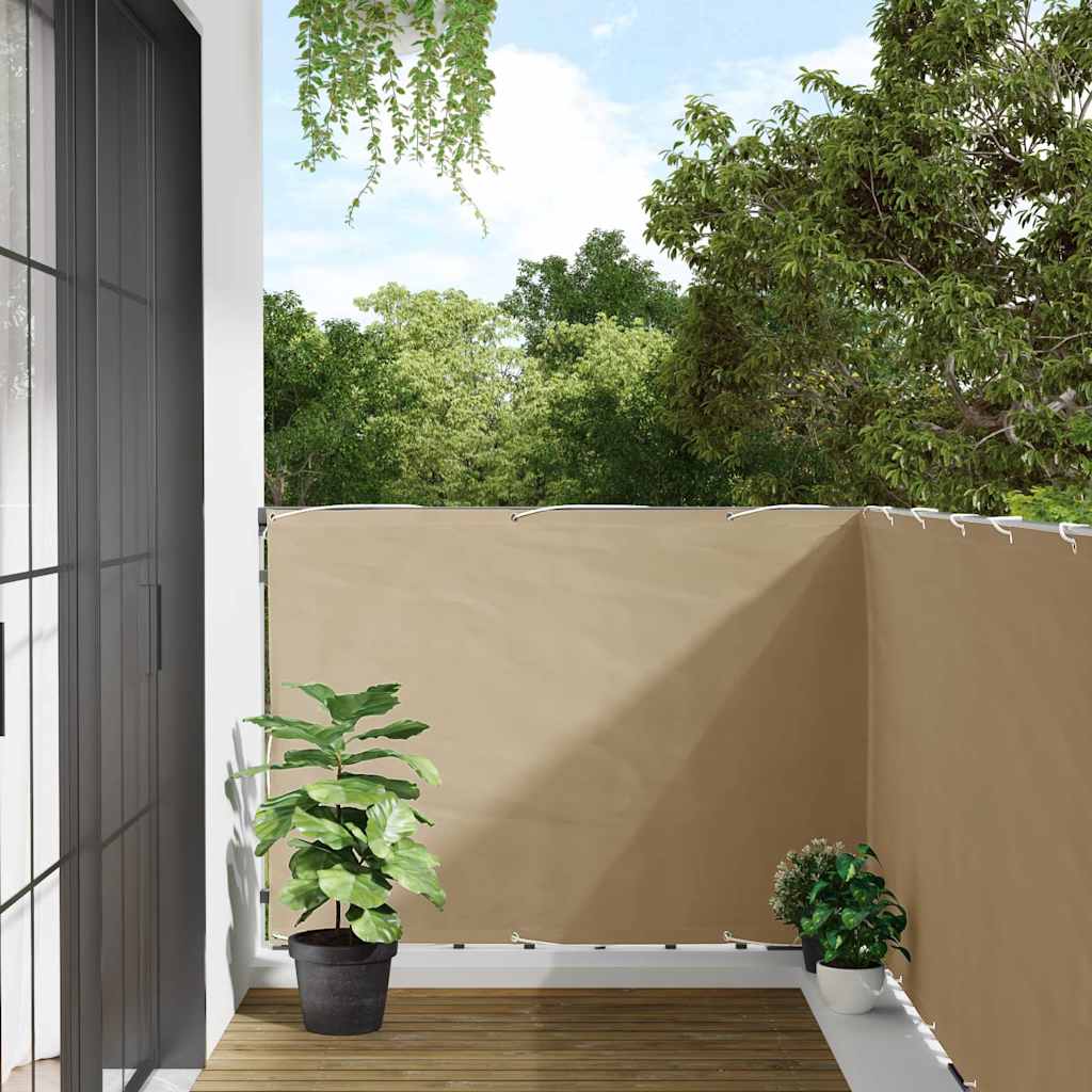 vidaXL Parawan balkonowy, beżowy, 120x400 cm, tkanina Oxford