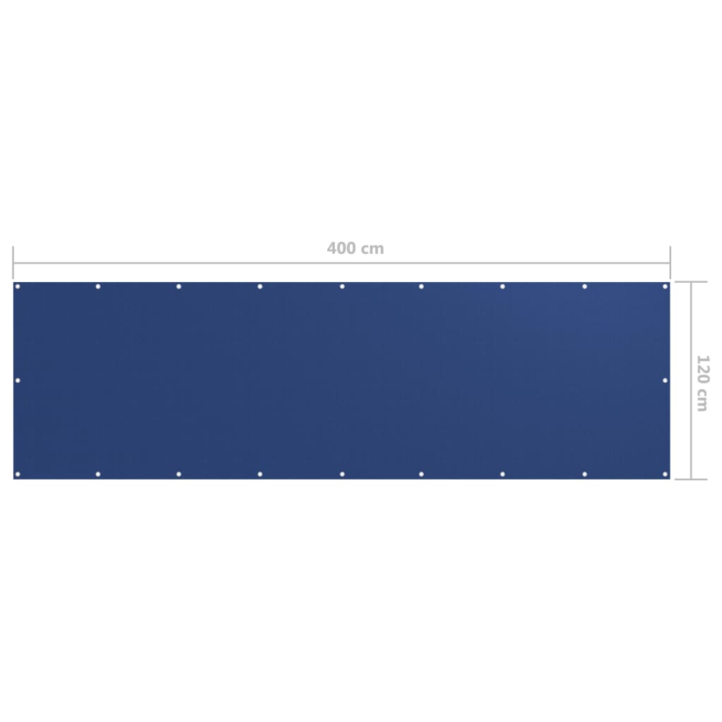 vidaXL Parawan balkonowy, niebieski, 120x400 cm, tkanina Oxford