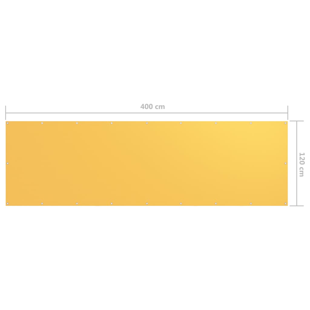 vidaXL Parawan balkonowy, żółty, 120x400 cm, tkanina Oxford