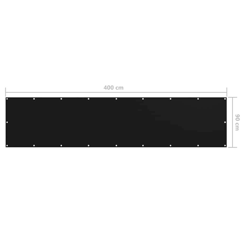 vidaXL Parawan balkonowy, czarny, 90x400 cm, tkanina Oxford