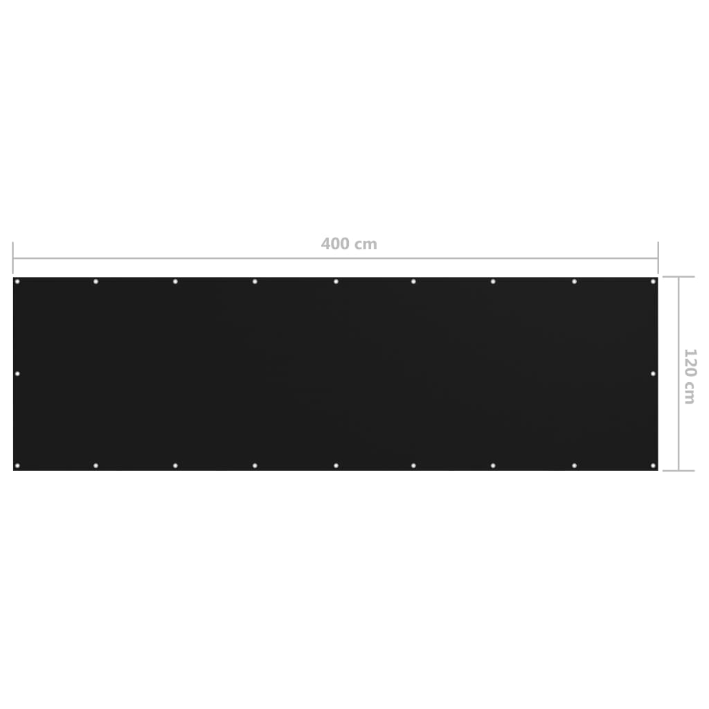 vidaXL Parawan balkonowy, czarny, 120x400 cm, tkanina Oxford