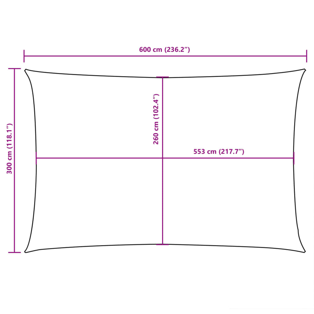 vidaXL Prostokątny żagiel ogrodowy, tkanina Oxford, 3x6 m, kremowy