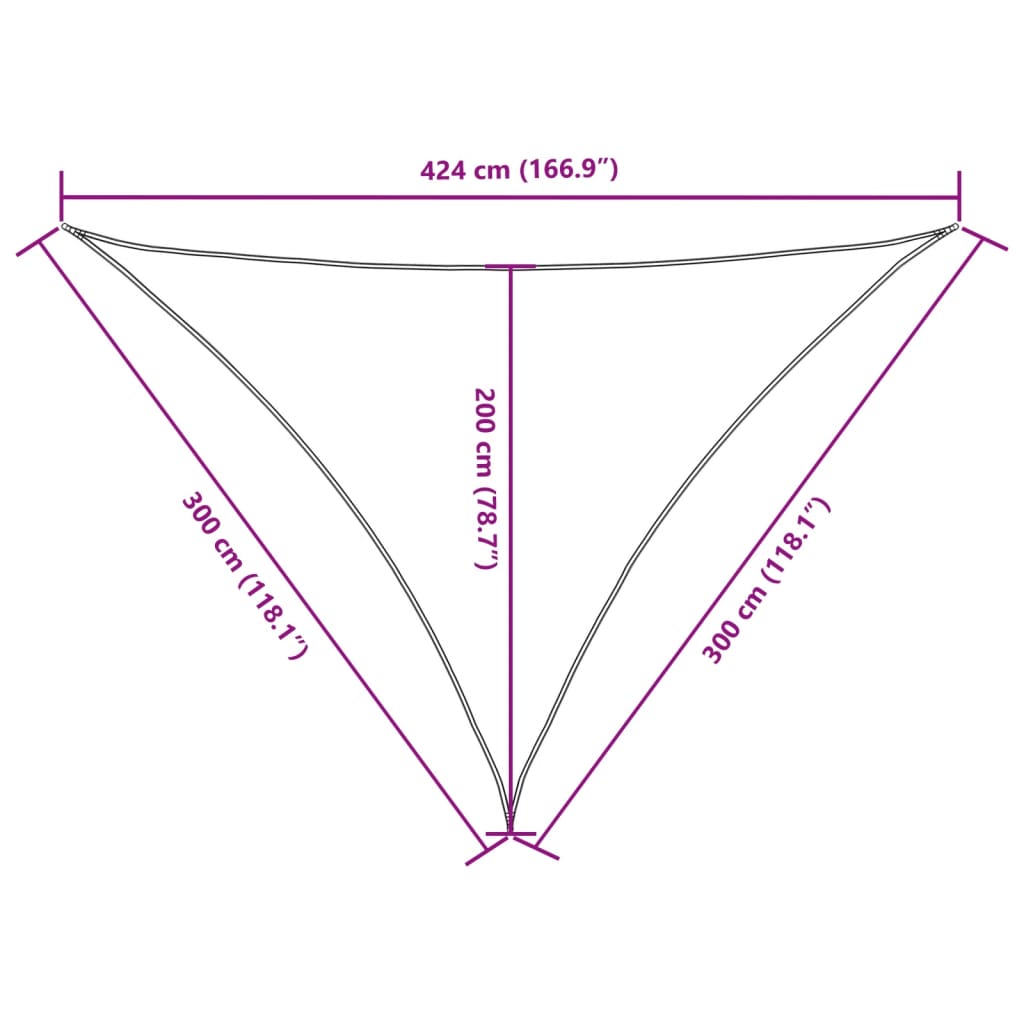 vidaXL Trójkątny żagiel ogrodowy, tkanina Oxford, 3x3x4,24 m, kremowy