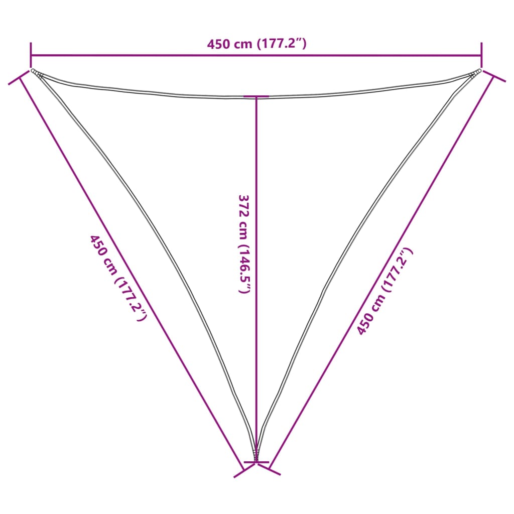 vidaXL Trójkątny żagiel ogrodowy, tkanina Oxford, 4,5x4,5x4,5 m