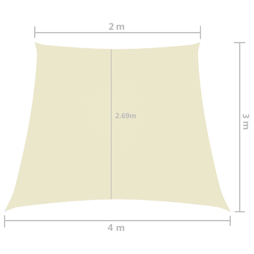 vidaXL Żagiel ogrodowy, tkanina Oxford, trapezowy, 2/4x3 m, kremowy