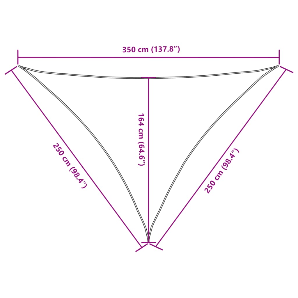 vidaXL Trójkątny żagiel ogrodowy, tkanina Oxford, 2,5x2,5x3,5 m, biały