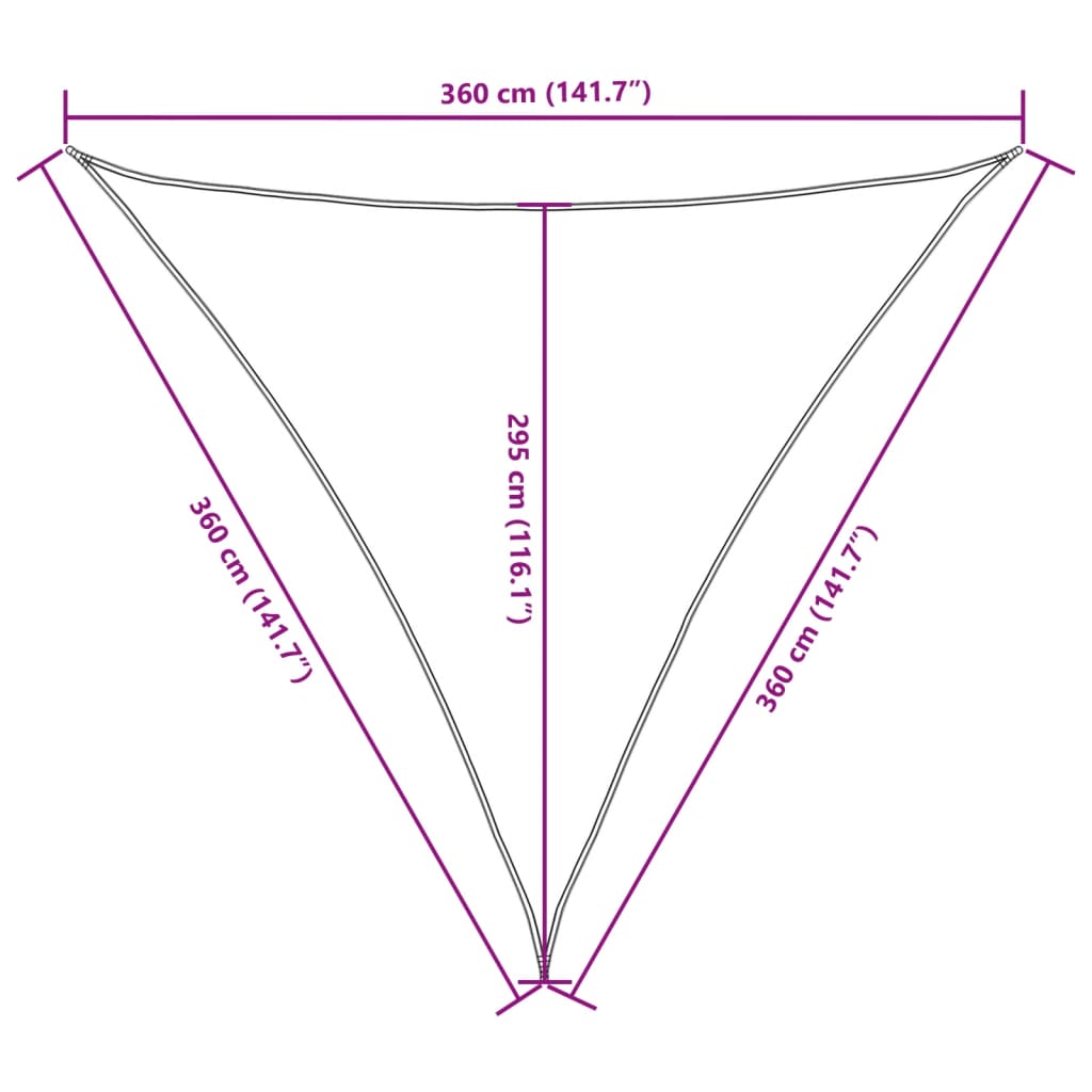 vidaXL Trójkątny żagiel ogrodowy, tkanina Oxford, 3,6x3,6x3,6 m, biały
