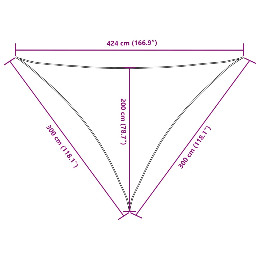 vidaXL Trójkątny żagiel ogrodowy, tkanina Oxford, 3x3x4,24 m, biały