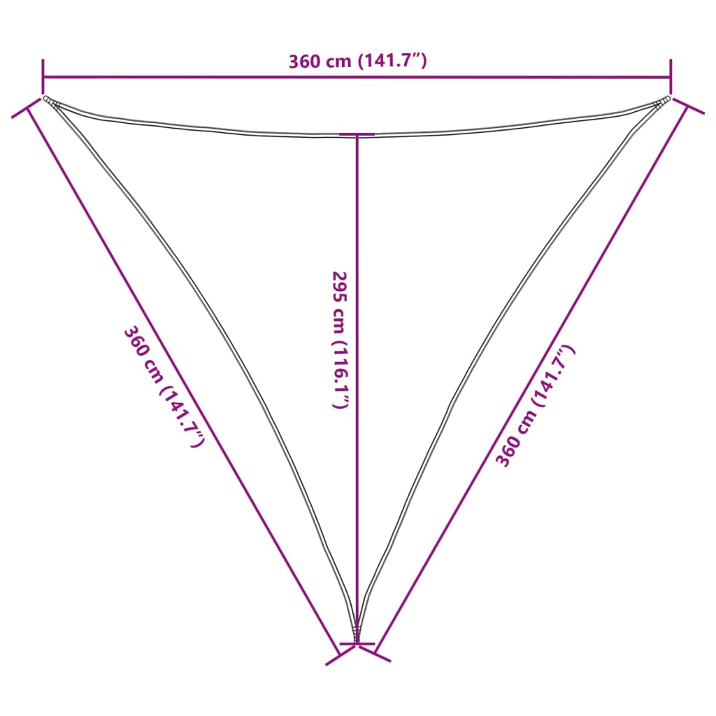 vidaXL Trójkątny żagiel ogrodowy, tkanina Oxford, 3,6x3,6x3,6 m, taupe