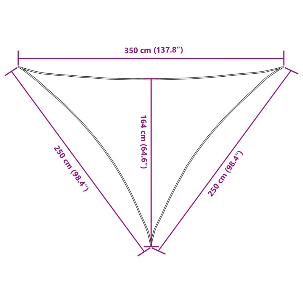vidaXL Trójkątny żagiel ogrodowy, tkanina Oxford, 2,5x2,5x3,5 m
