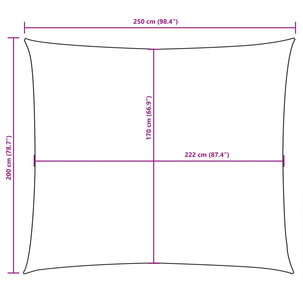 vidaXL Prostokątny żagiel ogrodowy, tkanina Oxford, 2x2,5 m, żółty