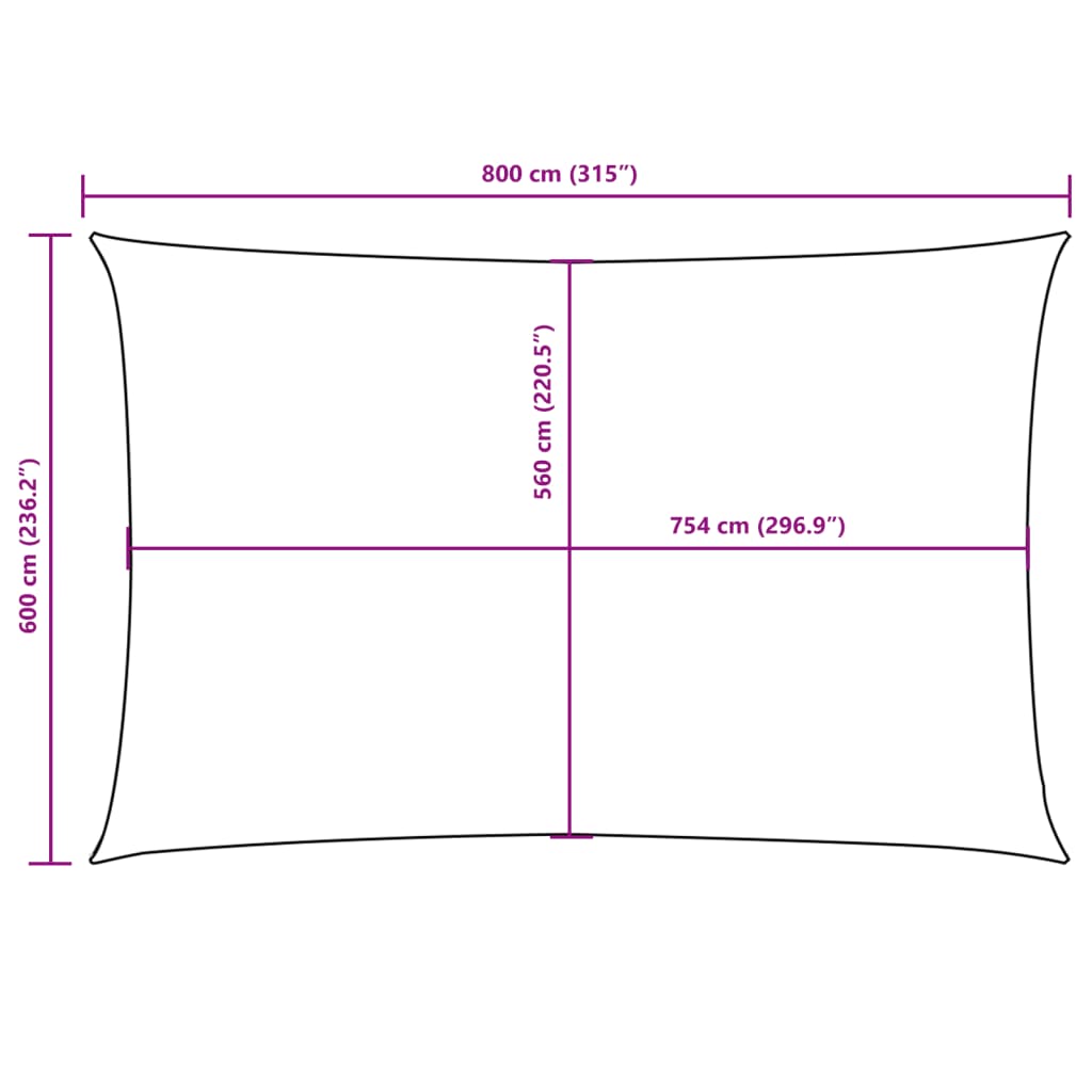 vidaXL Prostokątny żagiel ogrodowy, tkanina Oxford, 6x8 m, żółty