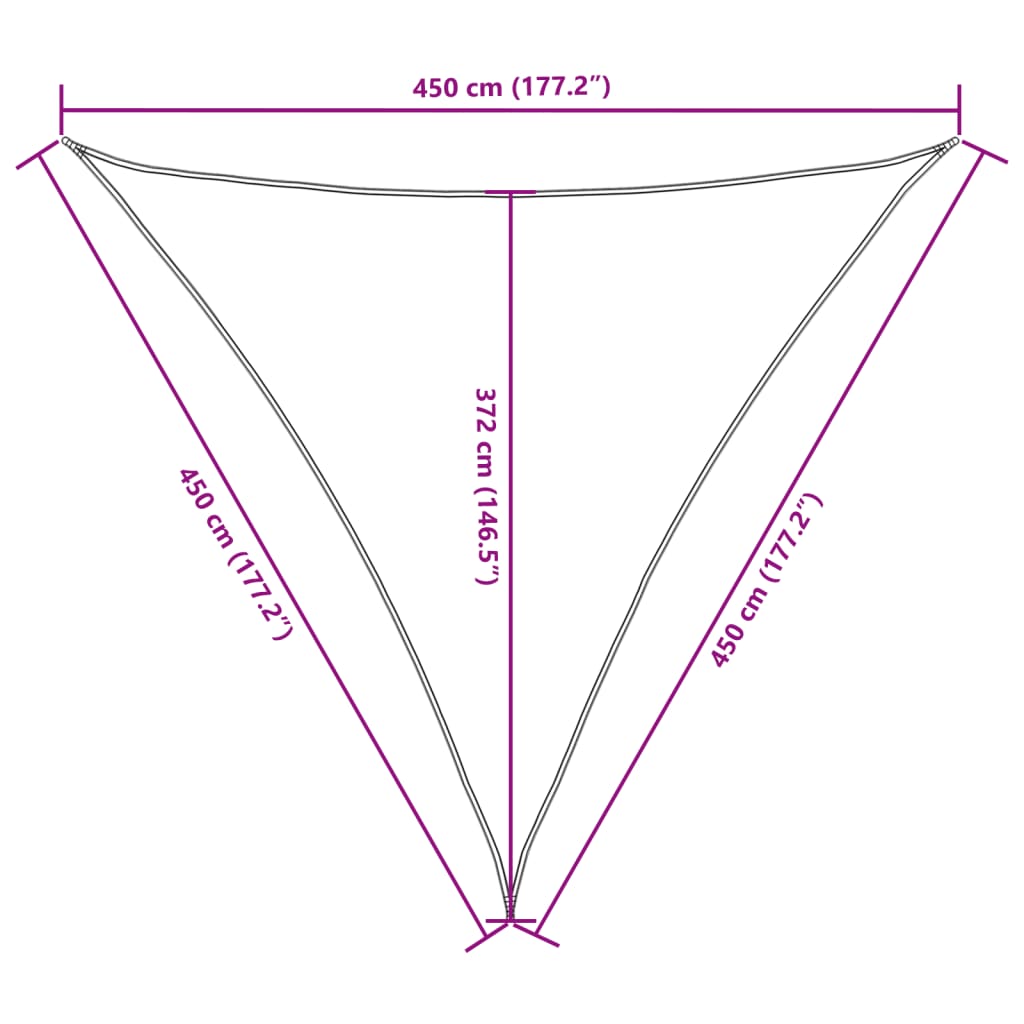 vidaXL Trójkątny żagiel ogrodowy, tkanina Oxford, 4,5x4,5x4,5 m