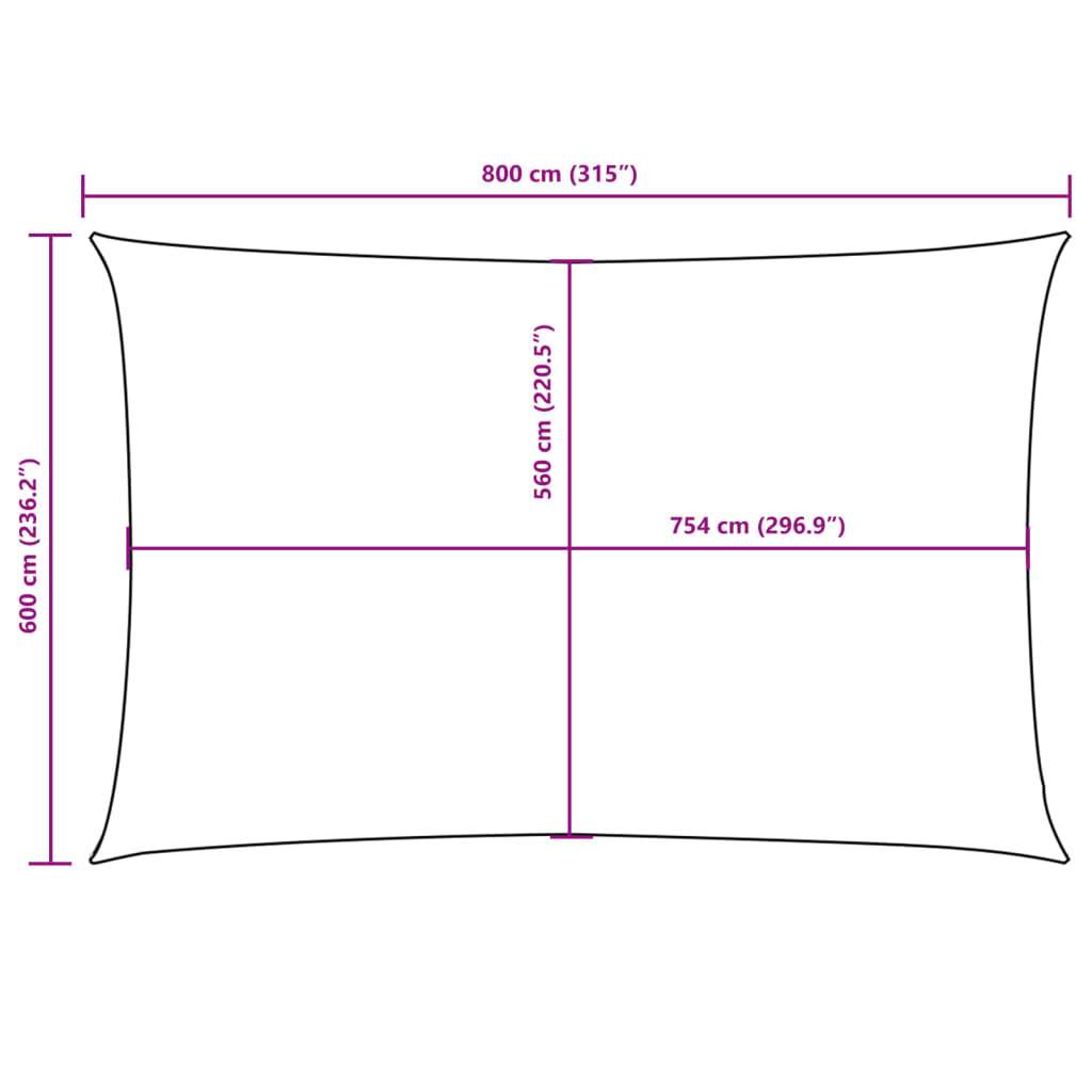 vidaXL Prostokątny żagiel ogrodowy, tkanina Oxford, 6x8 m, czarny