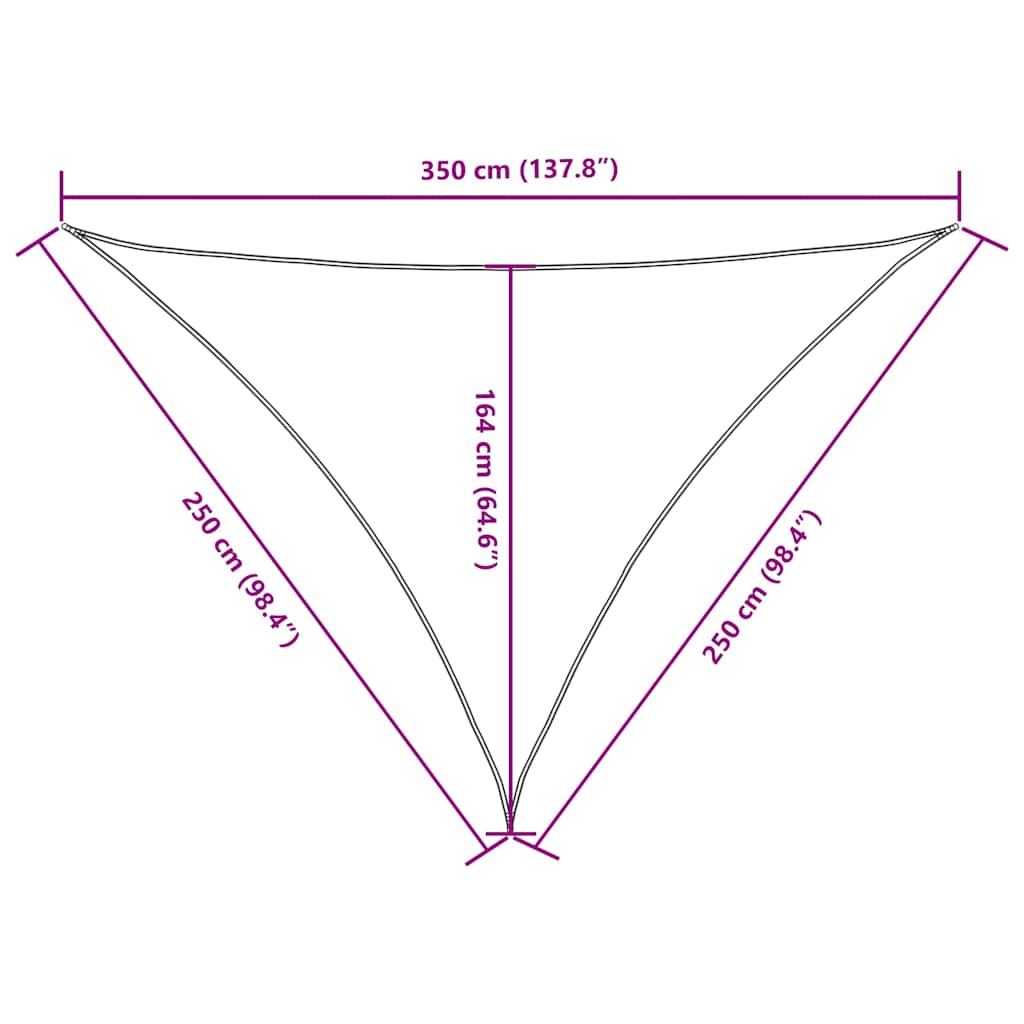 vidaXL Trójkątny żagiel ogrodowy, tkanina Oxford, 2,5x2,5x3,5m, czarny