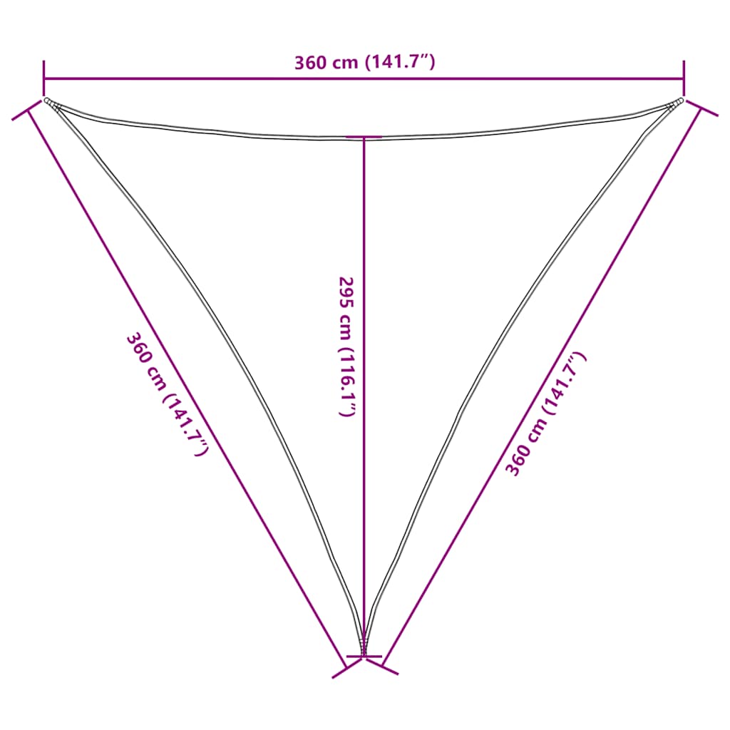 vidaXL Trójkątny żagiel ogrodowy, tkanina Oxford, 3,6x3,6x3,6m, czarny