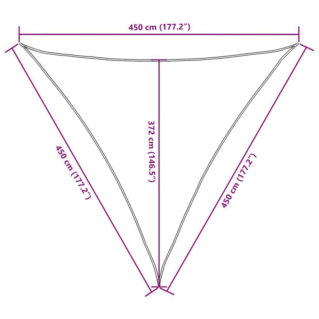 vidaXL Trójkątny żagiel ogrodowy, tkanina Oxford, 4,5x4,5x4,5m, czarny
