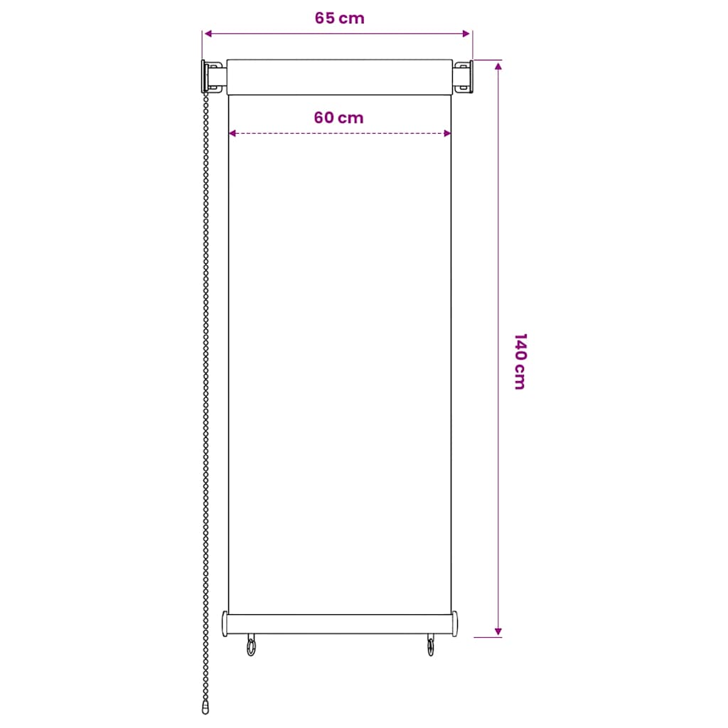 vidaXL Roleta zewnętrzna, kremowa, 65(szer.)x140(wys.) cm, HDPE