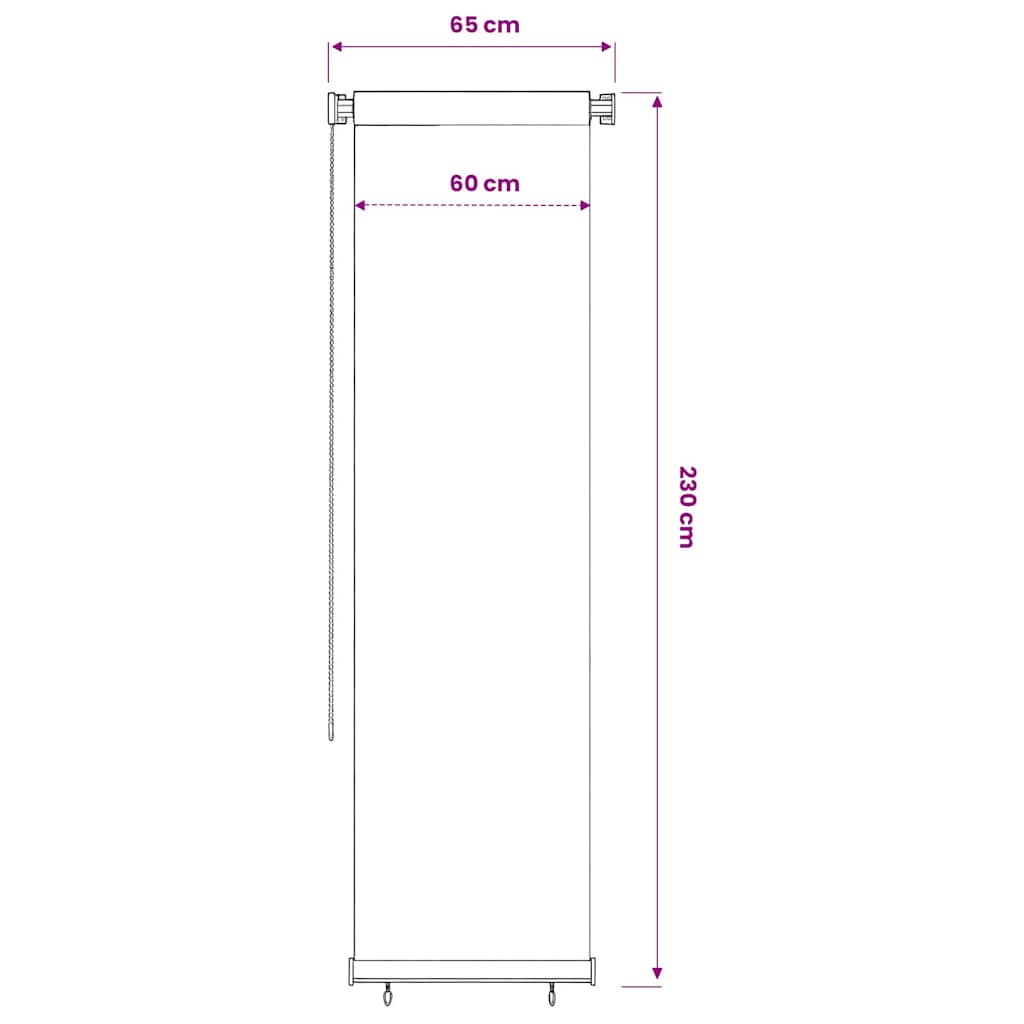 vidaXL Roleta zewnętrzna, kremowa, 65(szer.)x230(wys.) cm, HDPE