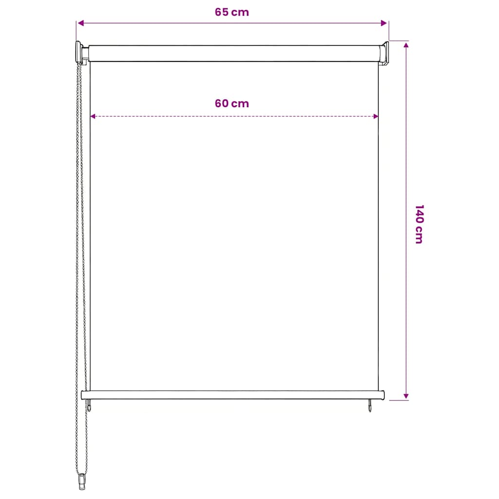 vidaXL Roleta zewnętrzna, biała, 65(szer.)x140(wys.) cm, HDPE