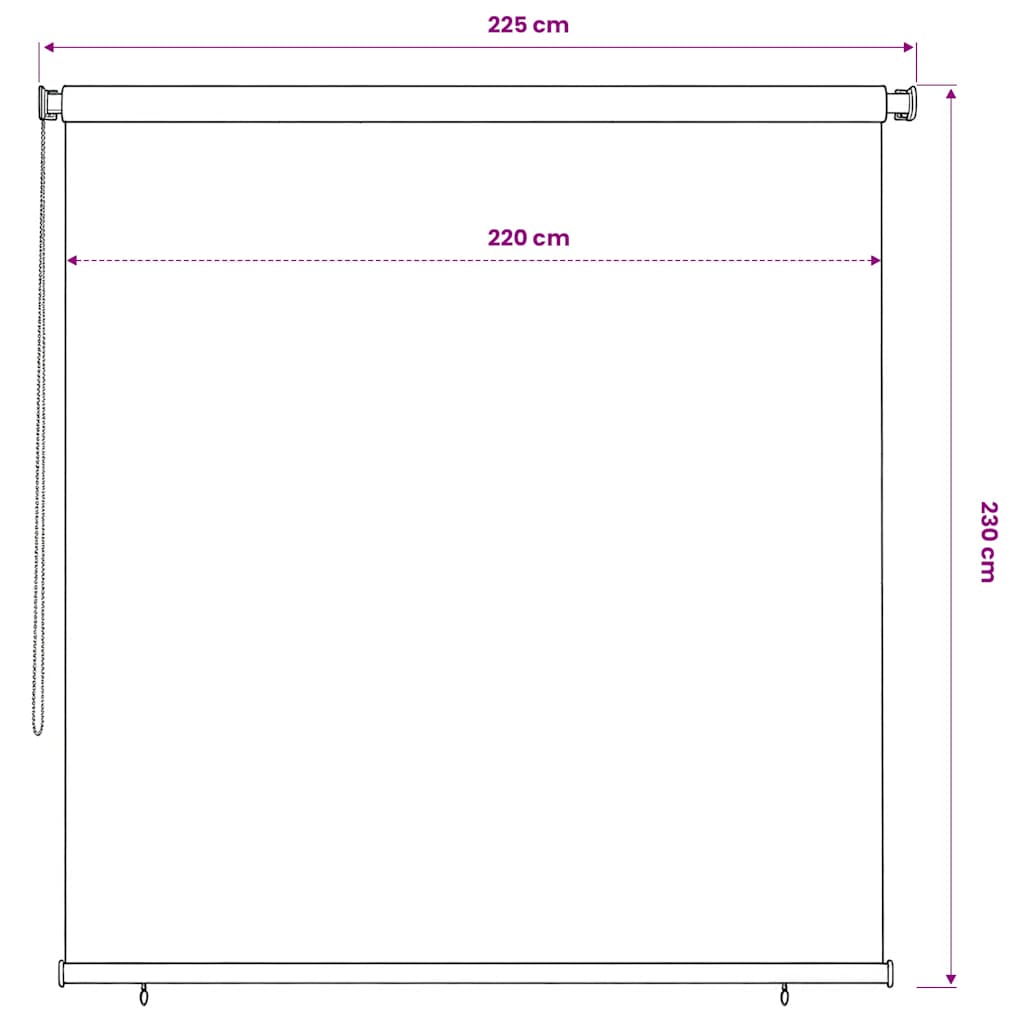 vidaXL Roleta zewnętrzna, 225(szer.)x230(wys.) cm, terakota, HDPE
