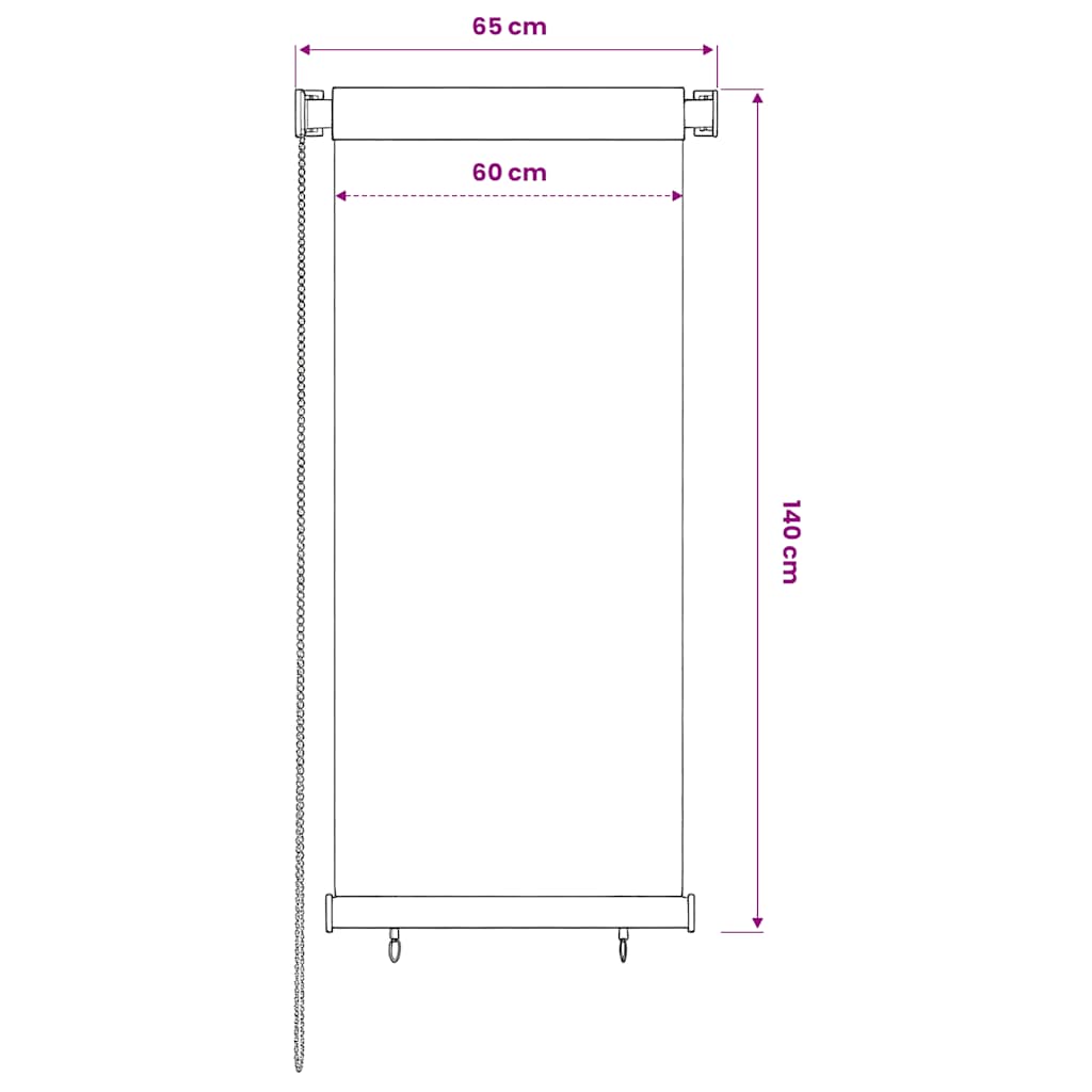 vidaXL Roleta zewnętrzna, 65(szer.)x140(wys.) cm, ciemnozielona, HDPE