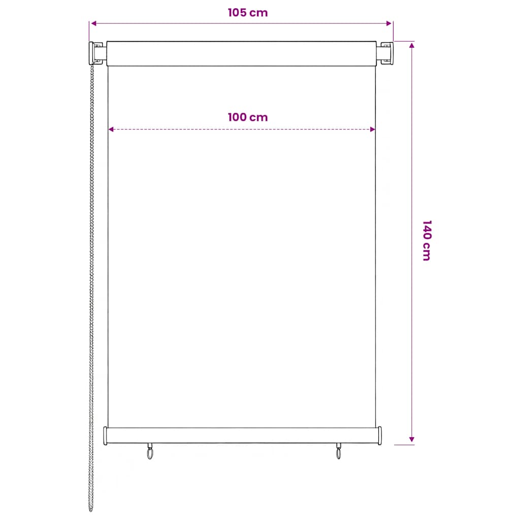 vidaXL Roleta zewnętrzna, 105(szer.)x140(wys.) cm, ciemnozielona, HDPE