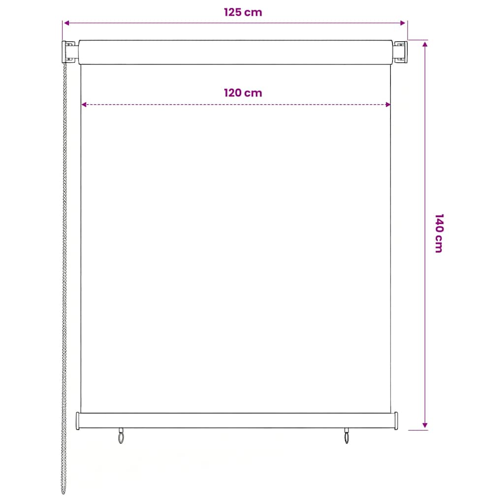 vidaXL Roleta zewnętrzna, 125(szer.)x140(wys.) cm, ciemnozielona, HDPE