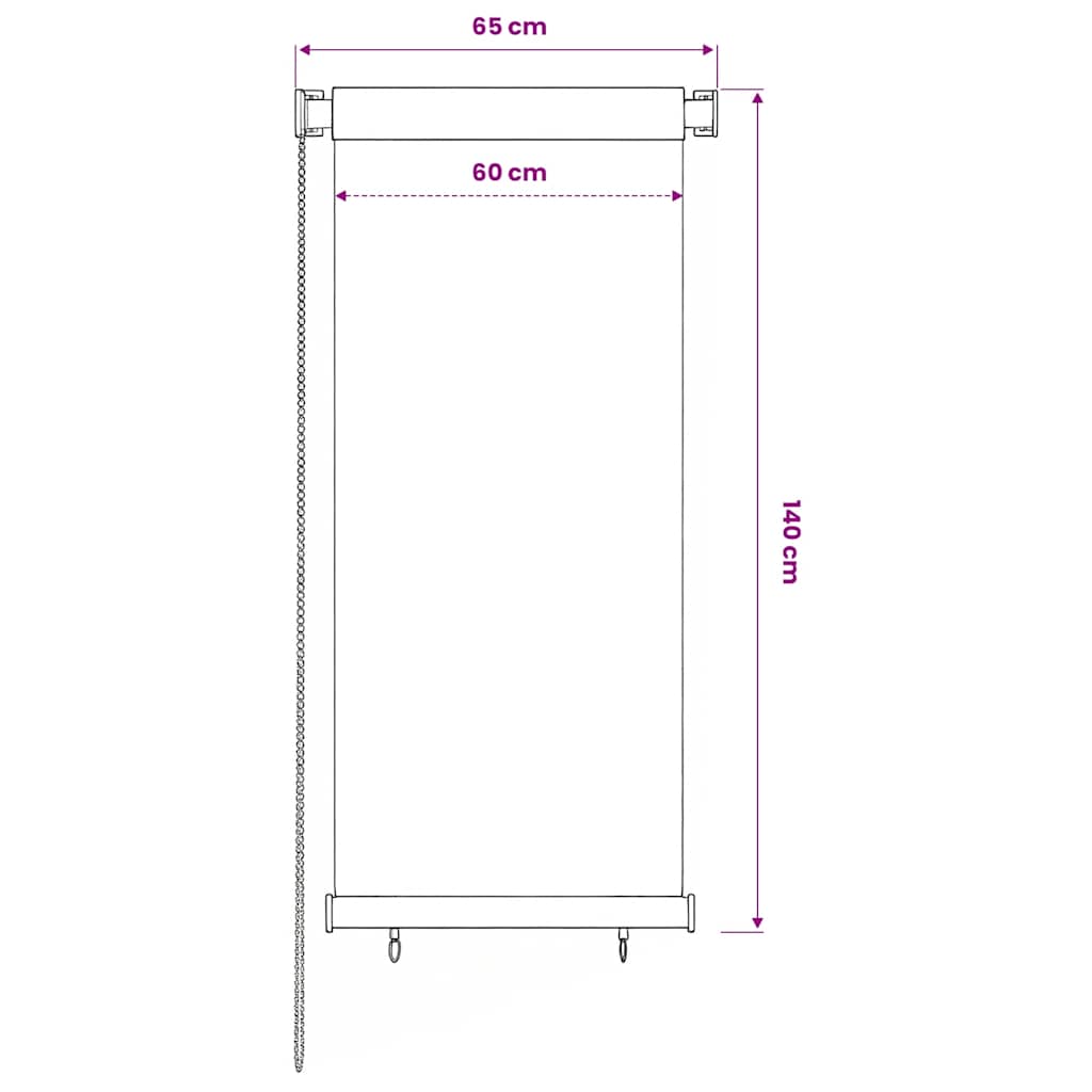 vidaXL Roleta zewnętrzna, 65(szer.)x140(wys.) cm, niebieska, HDPE