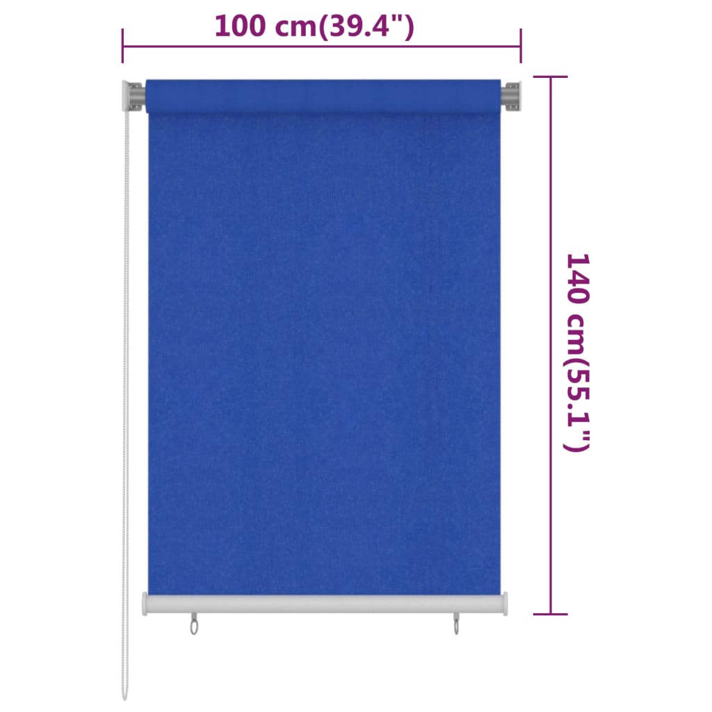 vidaXL Roleta zewnętrzna, 105(szer.)x140(wys.) cm, niebieska, HDPE