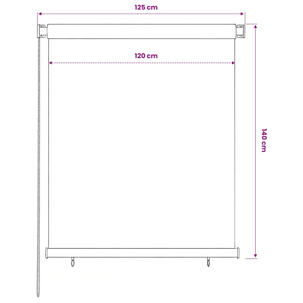 vidaXL Roleta zewnętrzna, 125(szer.)x140(wys.) cm, niebieska, HDPE