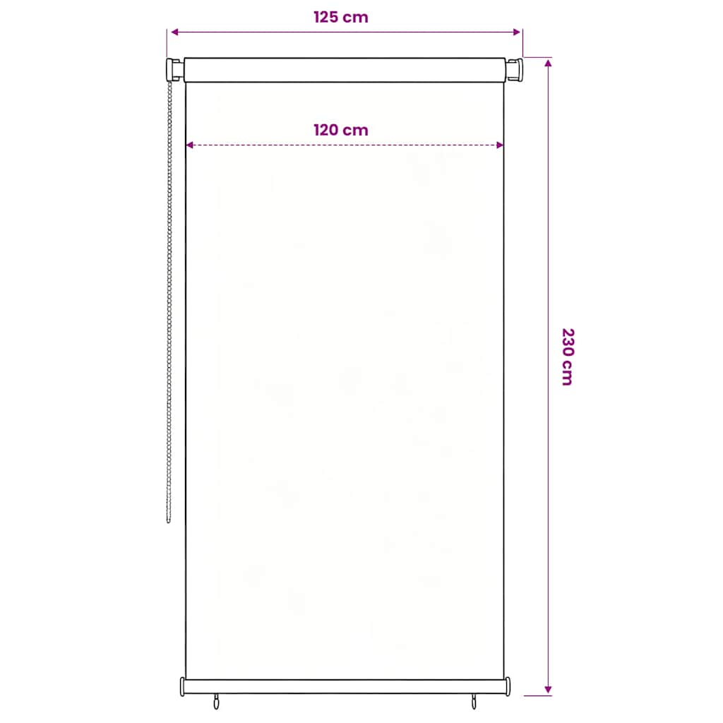 vidaXL Roleta zewnętrzna, 125(szer.)x230(wys.) cm, niebieska, HDPE