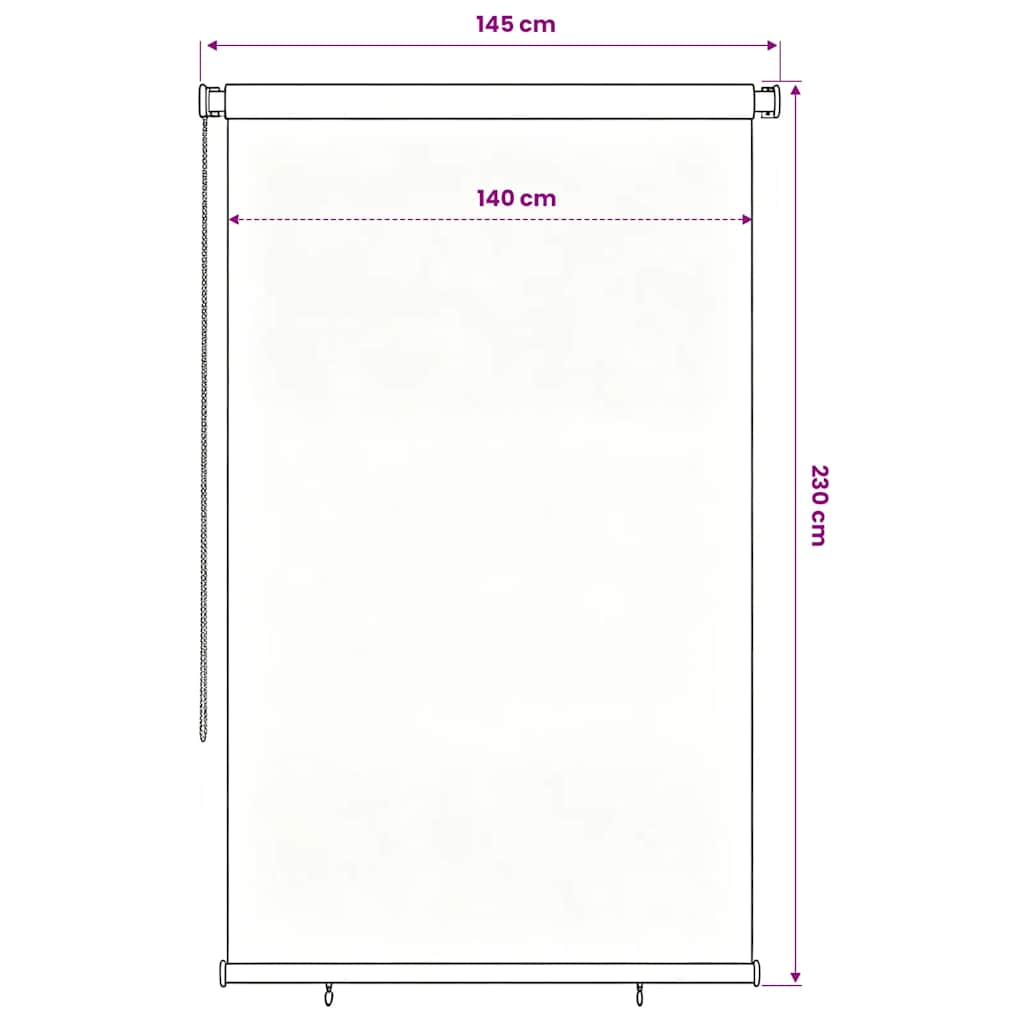 vidaXL Roleta zewnętrzna, 145(szer.)x230(wys.) cm, niebieska, HDPE