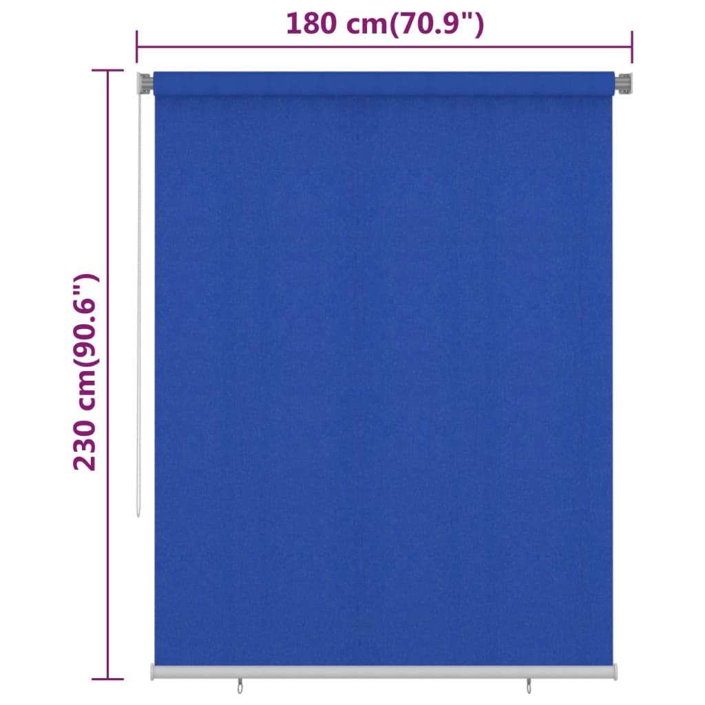 vidaXL Roleta zewnętrzna, 185(szer.)x230(wys.) cm, niebieska, HDPE