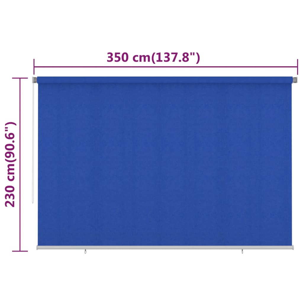 vidaXL Roleta zewnętrzna, 355(szer.)x230(wys.) cm, niebieska, HDPE