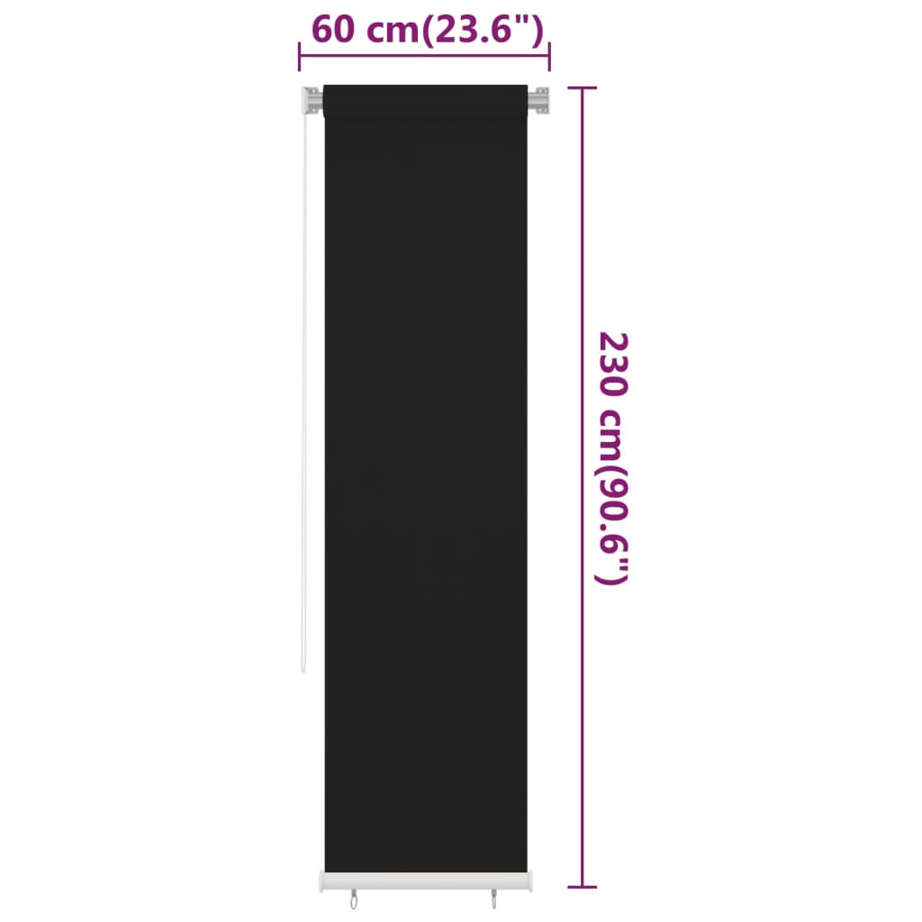 vidaXL Roleta zewnętrzna, 65(szer.)x230(wys.) cm, czarna, HDPE