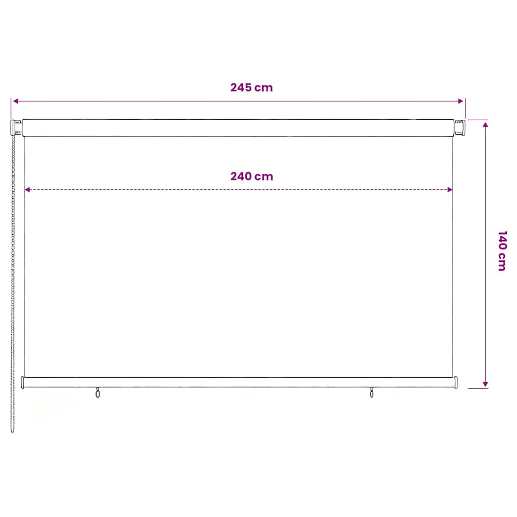 vidaXL Roleta zewnętrzna, 245(szer.)x140(wys.) cm, brązowa, HDPE