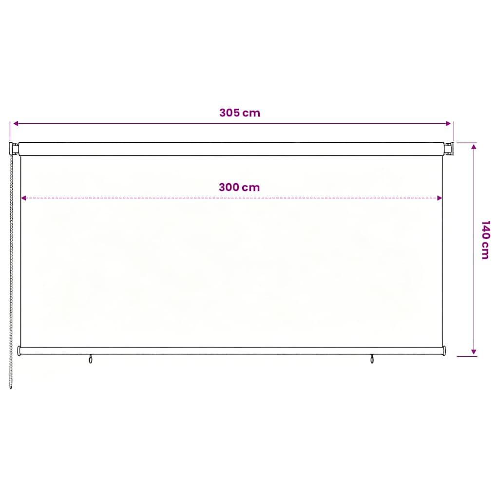 vidaXL Roleta zewnętrzna, 305(szer.)x140(wys.) cm, brązowa, HDPE