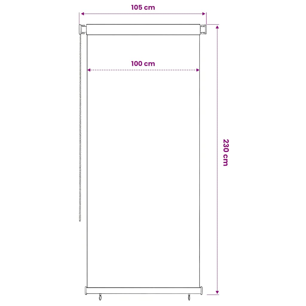 vidaXL Roleta zewnętrzna, 105(szer.)x230(wys.) cm, brązowa, HDPE
