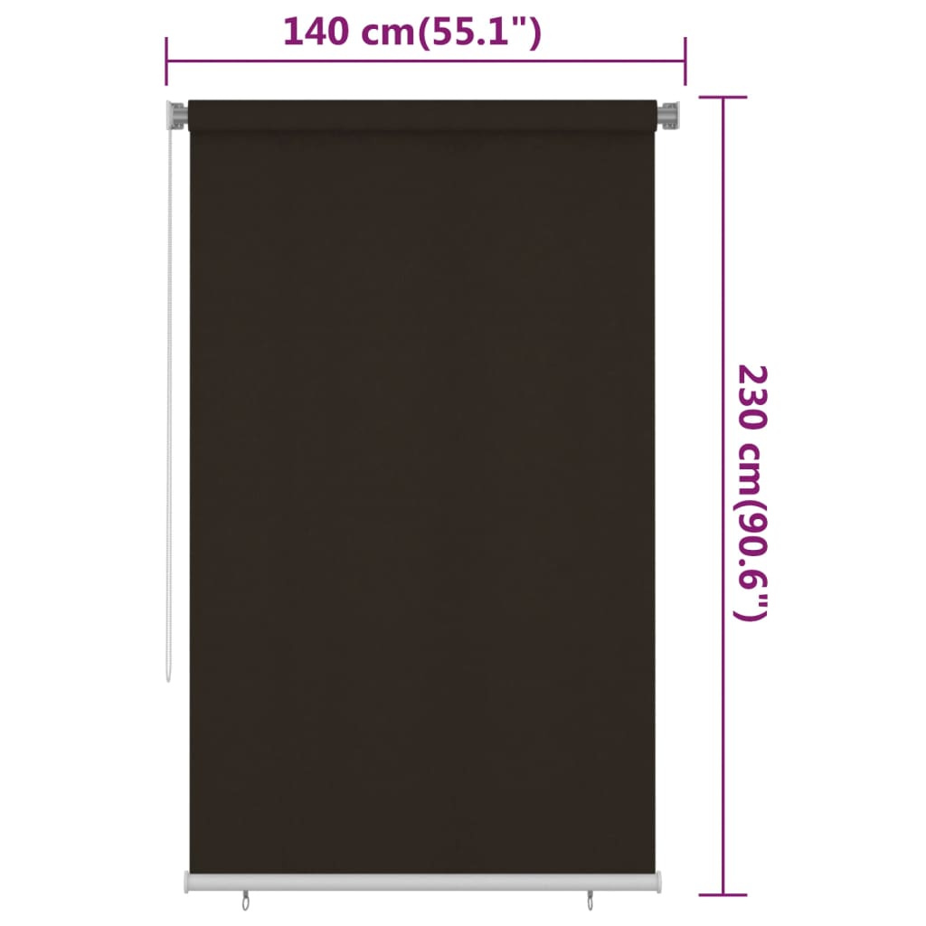vidaXL Roleta zewnętrzna, 145(szer.)x230(wys.) cm, brązowa, HDPE