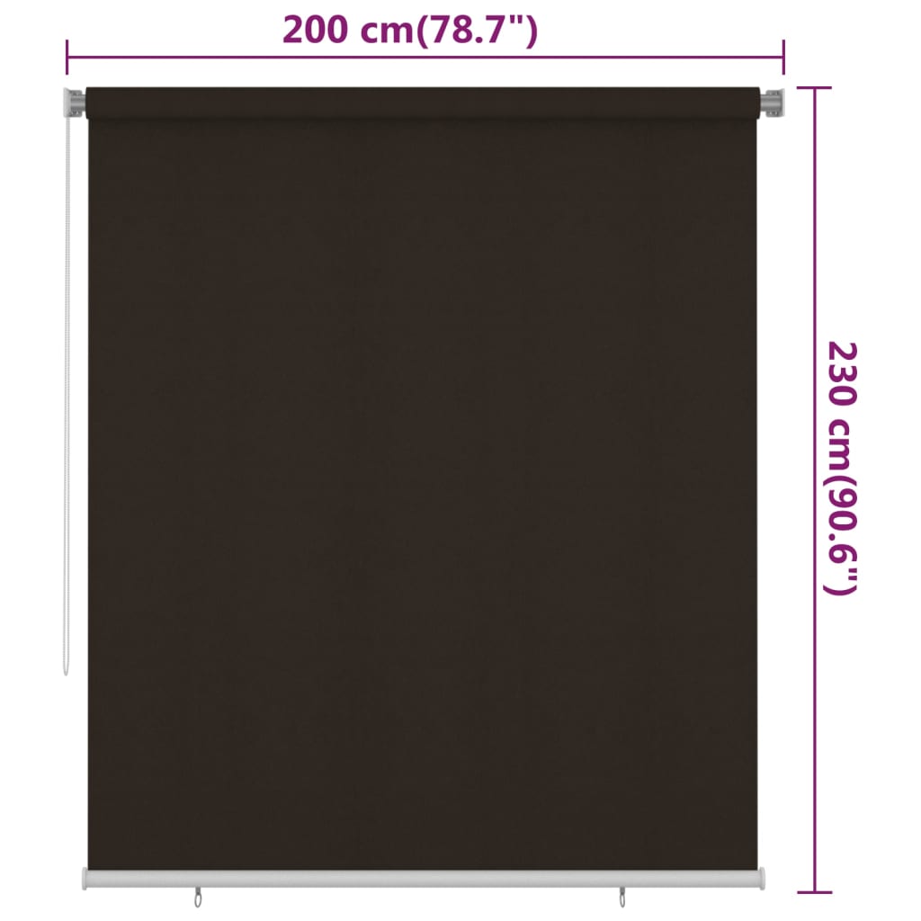 vidaXL Roleta zewnętrzna, 205(szer.)x230(wys.) cm, brązowa, HDPE